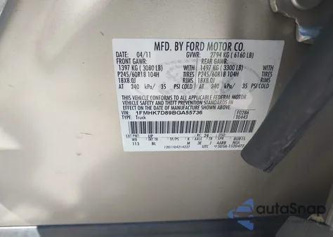 2011 Ford Explorer Xlt from USA, damaged, VIN 1FMHK7D89BGA55736